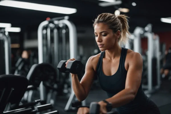 Woman curling weights during a customised workout plan at Misfit PT & Fitness
